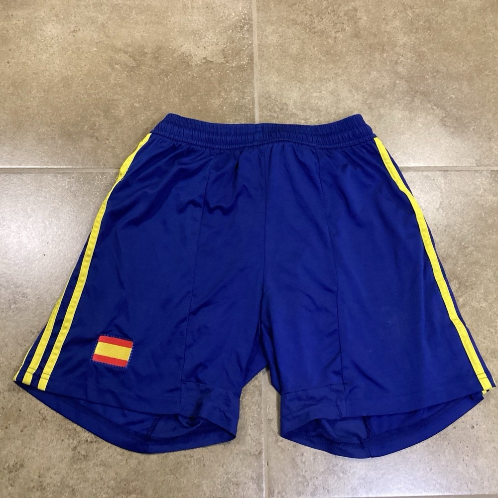 VTG Adidas Spain Soccer Mens Sz M Shorts Flag Blue Yellow Climacool